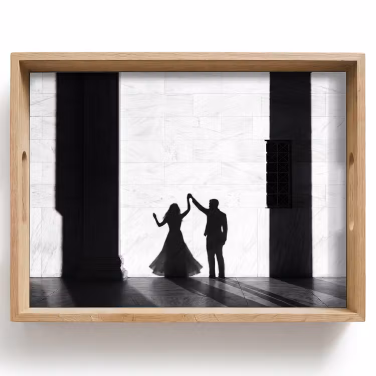 Mensen - Schaduw - Dans - Zwart-wit - Liefde Dienblad Rechthoek middel -z3d_shopping