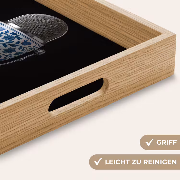 Microfoon - Delfts blauw - Muziek Dienblad Rechthoek middel -USP_HandgreepDE