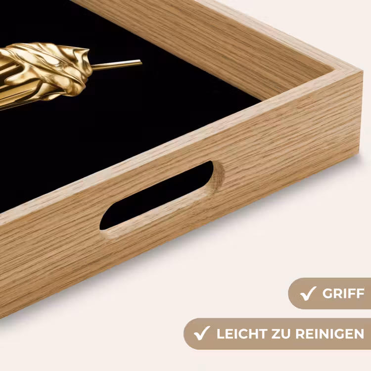 Milkshake - Goud - Drinken - Zwart Dienblad Rechthoek middel -USP_HandgreepDE