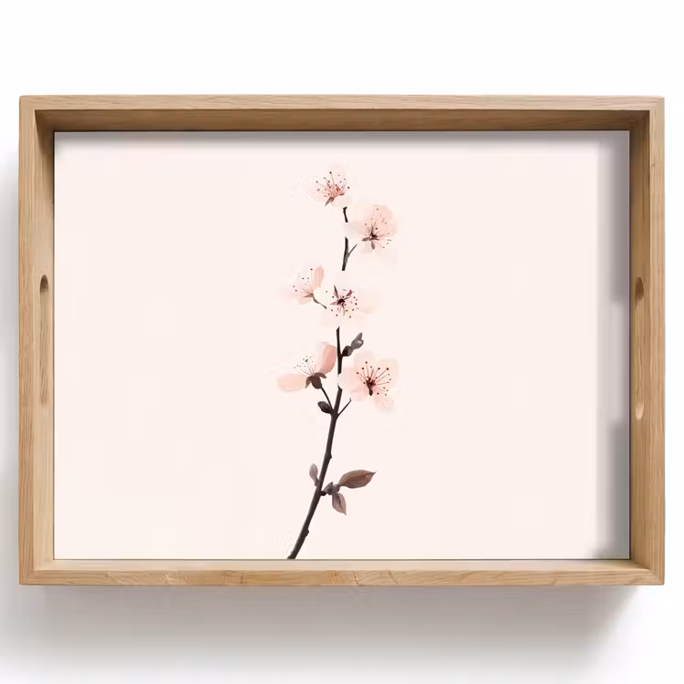 Minimalistisch - Bloesem - Tak - Roze Dienblad Rechthoek middel -z3d_shopping