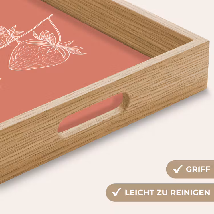 Minimalistisch - Illustratie - Aardbei - Tak Dienblad Rechthoek middel -USP_HandgreepDE