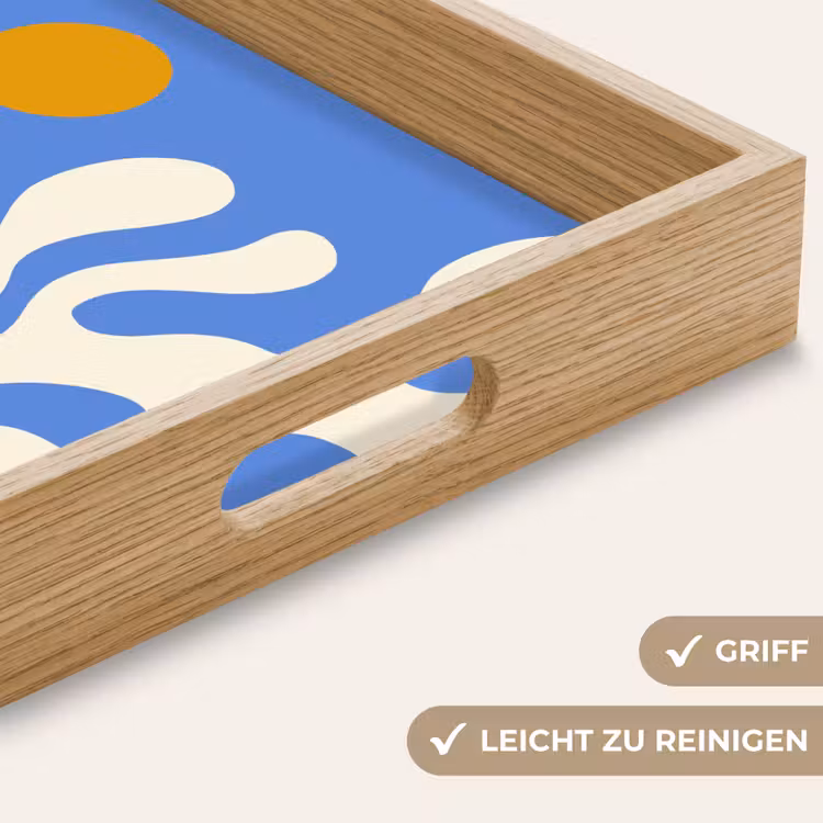 Minimalistisch - Organisch patroon - Blauw Dienblad Rechthoek middel -USP_HandgreepDE