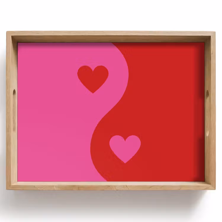 Minimalistisch - Rood - Roze - Hartjes Dienblad Rechthoek middel -z3d_shopping