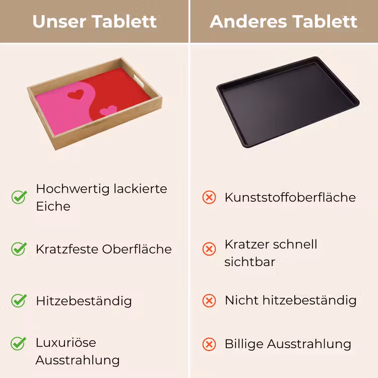 Minimalistisch - Rood - Roze - Hartjes Dienblad Rechthoek middel -USP_VergelijkingDE