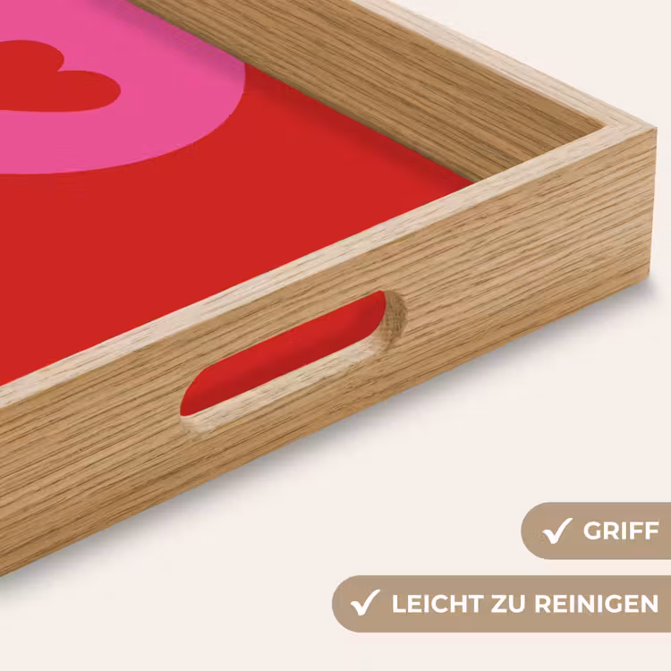 Minimalistisch - Rood - Roze - Hartjes Dienblad Rechthoek middel -USP_HandgreepDE