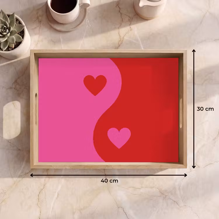Minimalistisch - Rood - Roze - Hartjes Dienblad Rechthoek middel -USP_Formaat