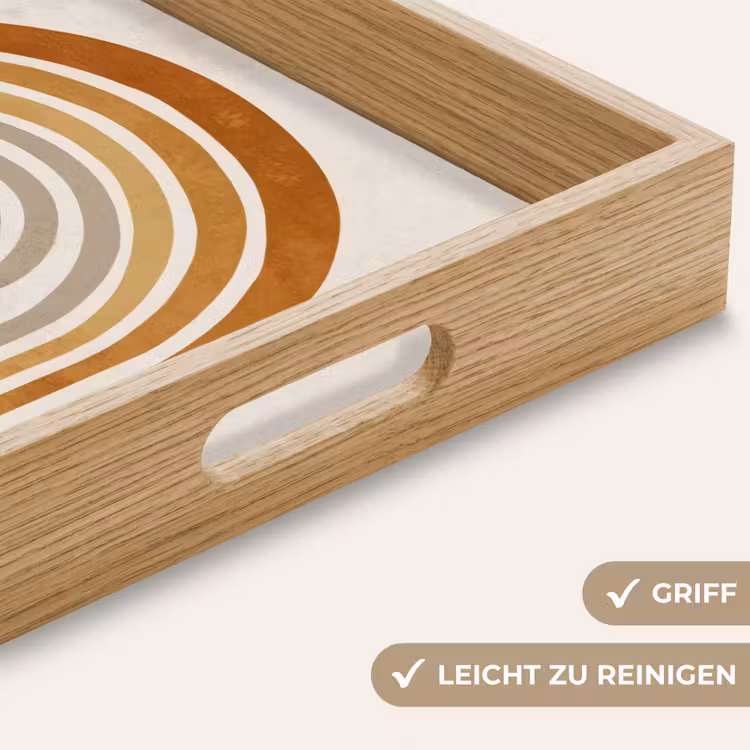 Minimalistisch - Boog - Lijnen - Beige Dienblad Rechthoek middel -USP_HandgreepDE