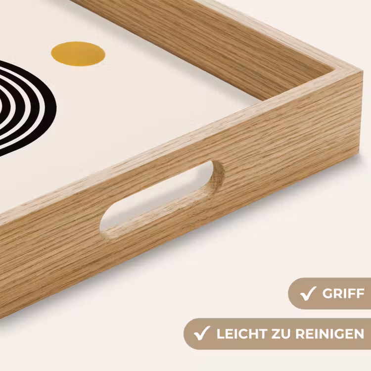 Minimalistisch - Zwarte boog - Gouden cirkel Dienblad Rechthoek middel -USP_HandgreepDE