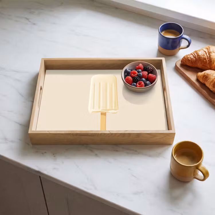 Minimalistisch - Waterijsje - Stokje - Beige Dienblad Rechthoek middel -sfeer2