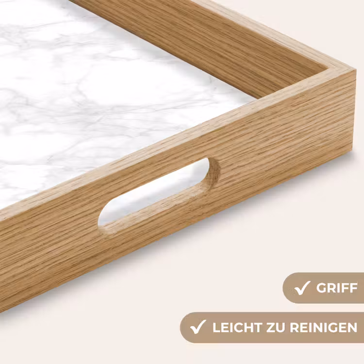 Minimalistisch - Wit - Grijze aders Dienblad Rechthoek middel 911 -USP_HandgreepDE