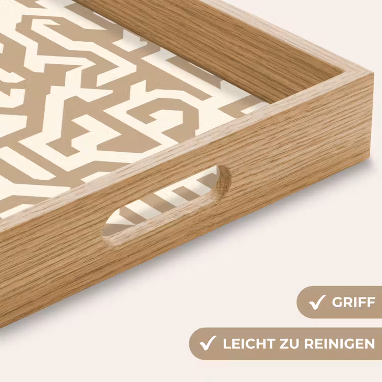 Modern - Abstract - Beige Dienblad Rechthoek middel 911 -USP_HandgreepDE