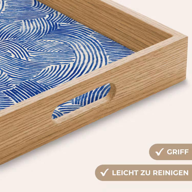 Modern - Abstract - Blauw Dienblad Rechthoek middel 911 -USP_HandgreepDE