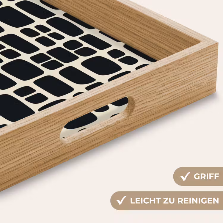 Modern - Organisch - Zwart Dienblad Rechthoek middel 911 -USP_HandgreepDE