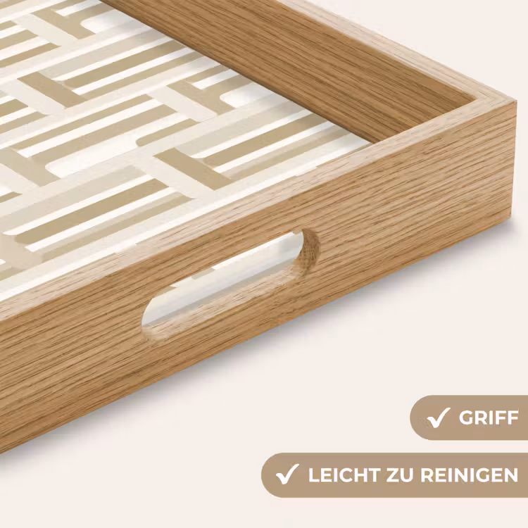 Modern - Geometrisch - Beige Dienblad Rechthoek middel 911 -USP_HandgreepDE