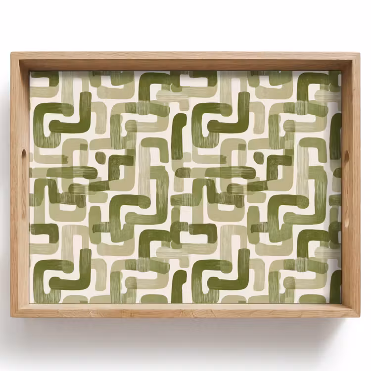 Modern - Grafisch - Groen Dienblad Rechthoek middel 911 -z3d_shopping