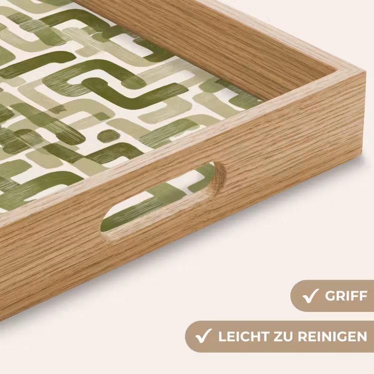 Modern - Grafisch - Groen Dienblad Rechthoek middel 911 -USP_HandgreepDE