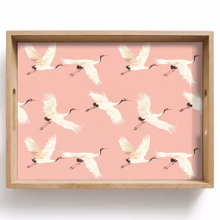 Modern - Kraanvogels - Roze Dienblad Rechthoek middel 911 -z3d_shopping