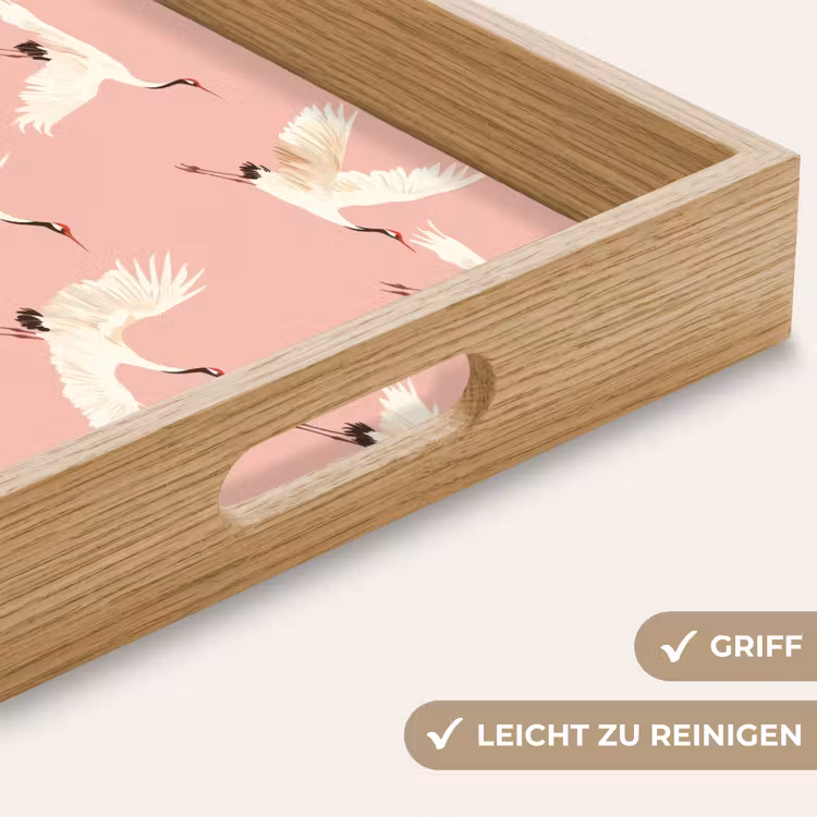 Modern - Kraanvogels - Roze Dienblad Rechthoek middel 911 -USP_HandgreepDE
