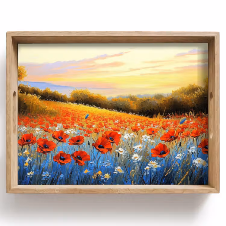Klaproos - Bloemenveld - Kleurrijk Dienblad Rechthoek middel -z3d_shopping