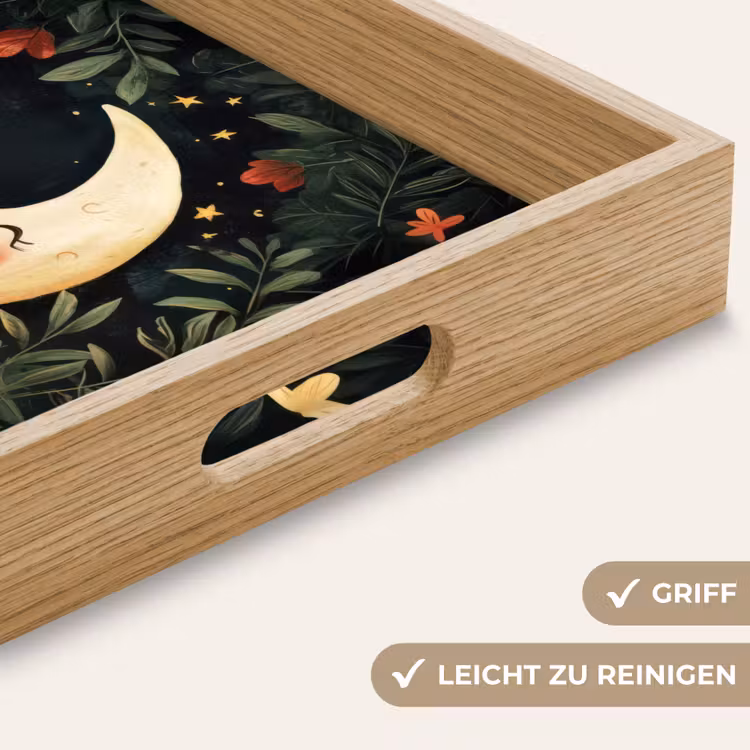 Maan - Bloemen - Nachthemel Dienblad Rechthoek middel -USP_HandgreepDE