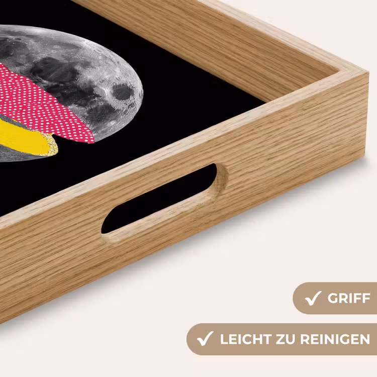 Maan - Geel - Roze - Zwart Dienblad Rechthoek middel -USP_HandgreepDE
