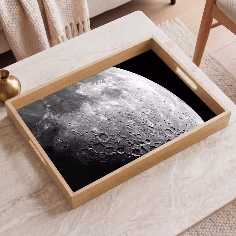 Tablett - Mond – Krater – Weltraum - Maan - Kraters - Ruimte Dienblad Rechthoek middel