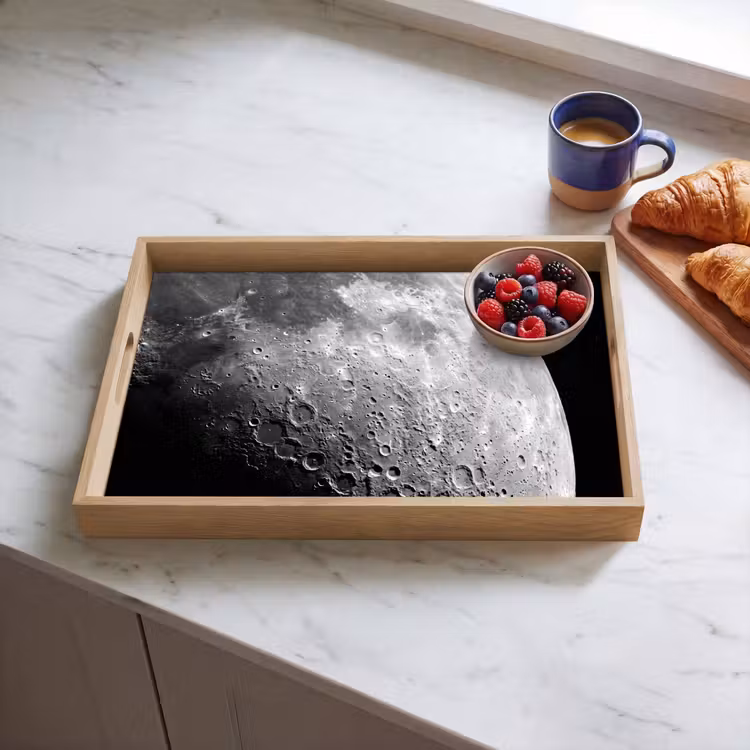Tablett - Mond – Krater – Weltraum - Maan - Kraters - Ruimte Dienblad Rechthoek middel