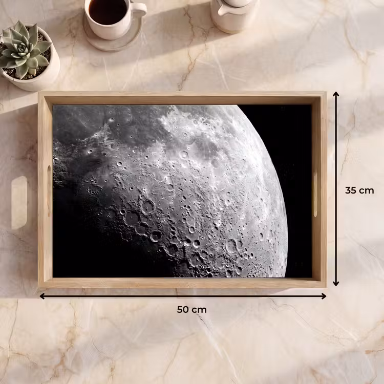 Tablett - Mond – Krater – Weltraum - Maan - Kraters - Ruimte Dienblad Rechthoek middel