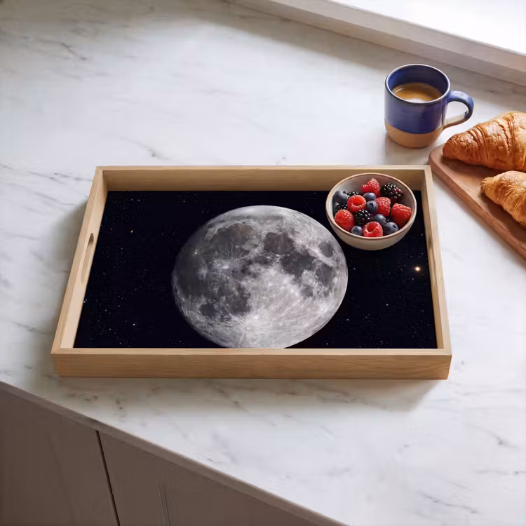Tablett - Mond – Sterne – Weltraum - Maan - Sterren - Ruimte Dienblad Rechthoek middel