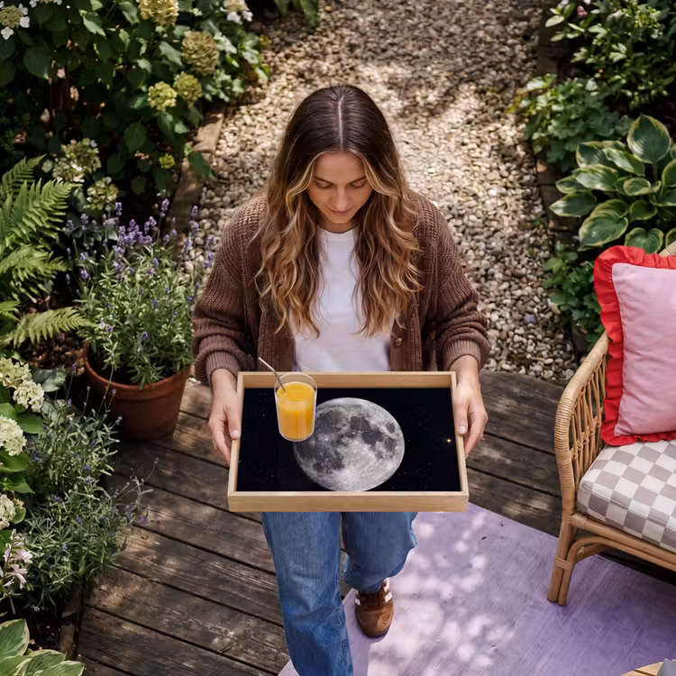 Tablett - Mond – Sterne – Weltraum - Maan - Sterren - Ruimte Dienblad Rechthoek middel