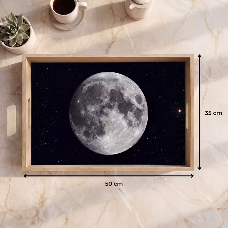 Tablett - Mond – Sterne – Weltraum - Maan - Sterren - Ruimte Dienblad Rechthoek middel
