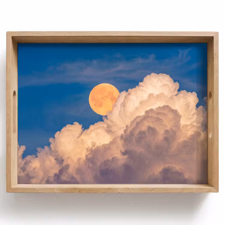 Maan - Wolken - Natuur - Oranje Dienblad Rechthoek middel -z3d_shopping
