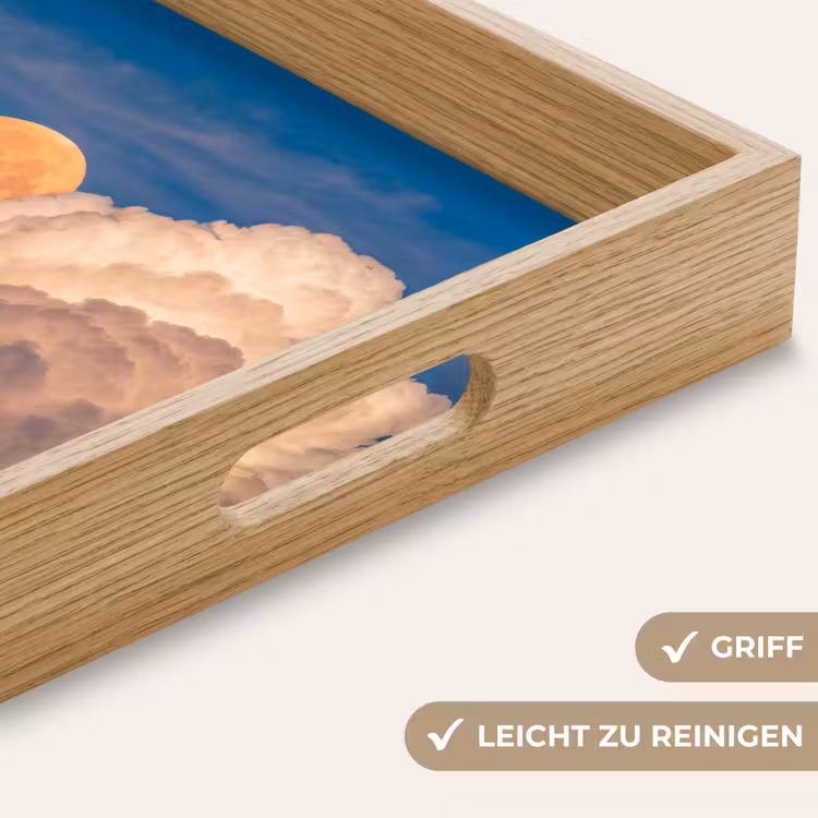 Maan - Wolken - Natuur - Oranje Dienblad Rechthoek middel -USP_HandgreepDE
