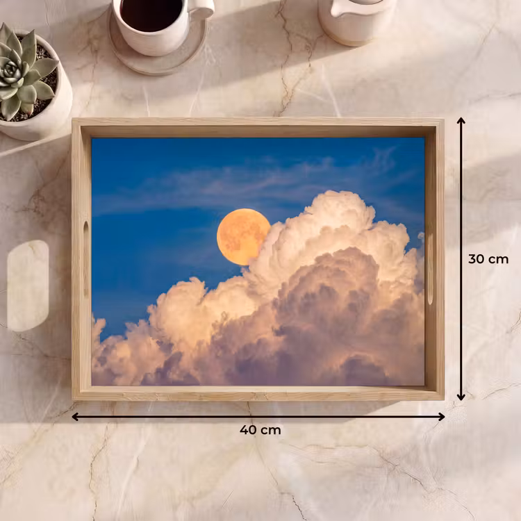 Maan - Wolken - Natuur - Oranje Dienblad Rechthoek middel -USP_Formaat