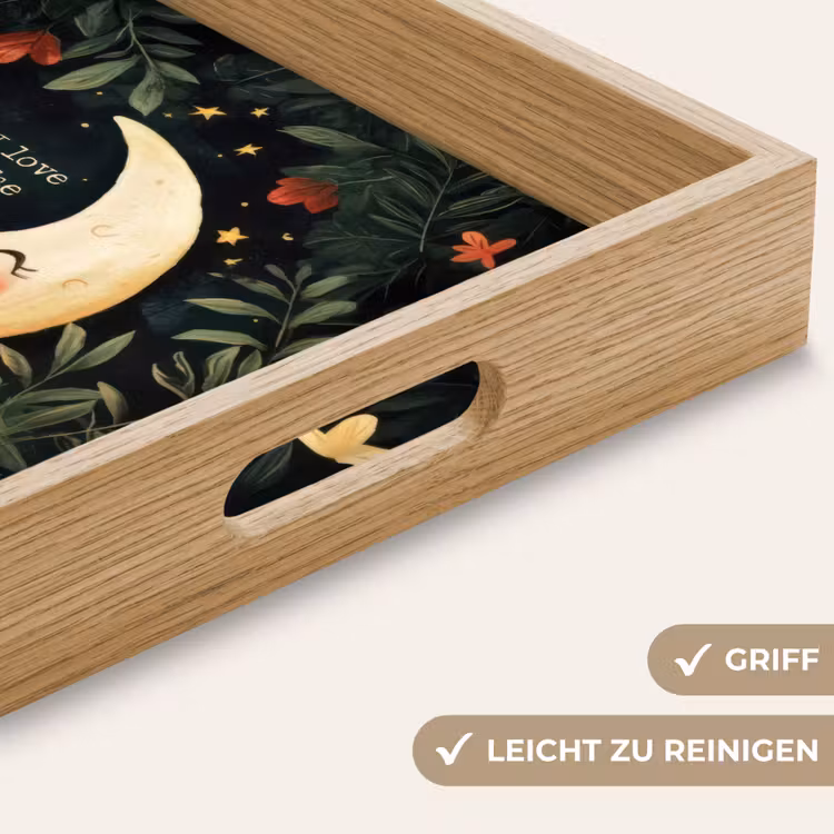 Maan - Quote - Bloemen - Sterren Dienblad Rechthoek middel -USP_HandgreepDE