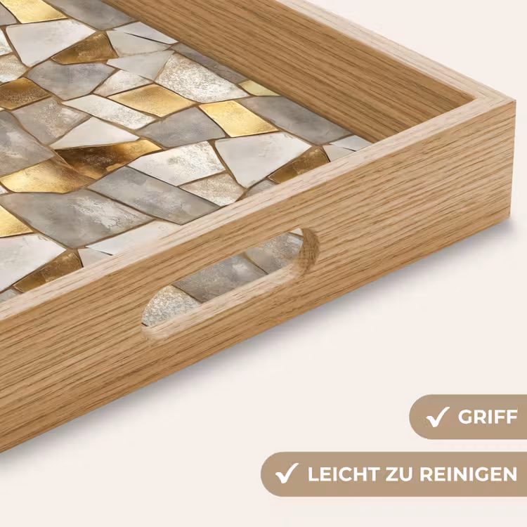 Mozaïek - Marmer - Goud Dienblad Rechthoek middel 911 -USP_HandgreepDE