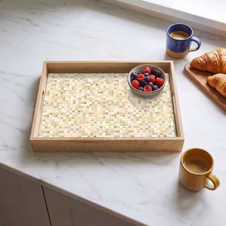 Mozaïek - Patroon - Beige Dienblad Rechthoek middel 911 -sfeer2