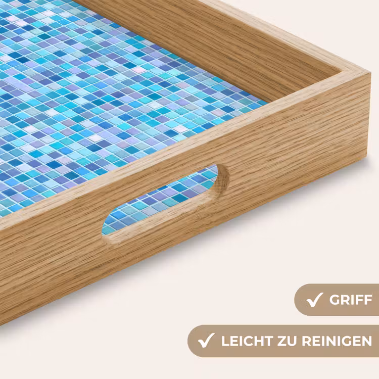 Mozaïek - Patroon - Turquoise Dienblad Rechthoek middel 911 -USP_HandgreepDE