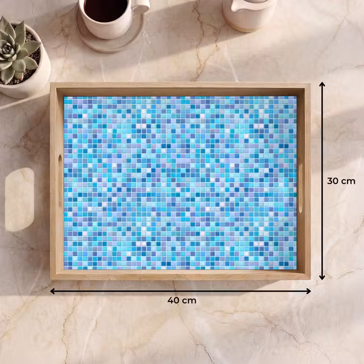 Mozaïek - Patroon - Turquoise Dienblad Rechthoek middel 911 -USP_Formaat