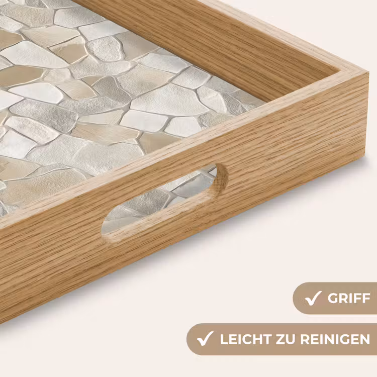 Mozaïek - Stenen - Beige Dienblad Rechthoek middel 911 -USP_HandgreepDE