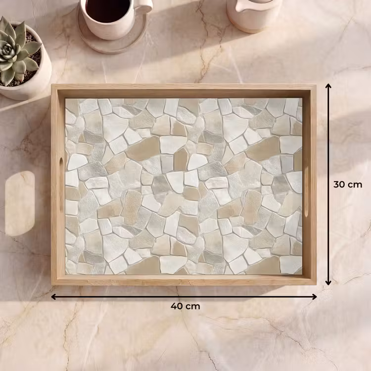 Mozaïek - Stenen - Beige Dienblad Rechthoek middel 911 -USP_Formaat