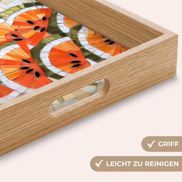 Mozaïek - Watermeloen - Rood - Pitten Dienblad Rechthoek middel -USP_HandgreepDE
