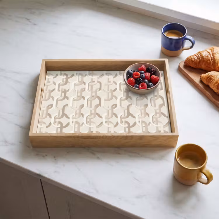 Motief - Abstract - Beige Dienblad Rechthoek middel 911 -sfeer2