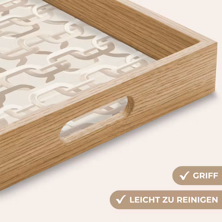 Motief - Abstract - Beige Dienblad Rechthoek middel 911 -USP_HandgreepDE