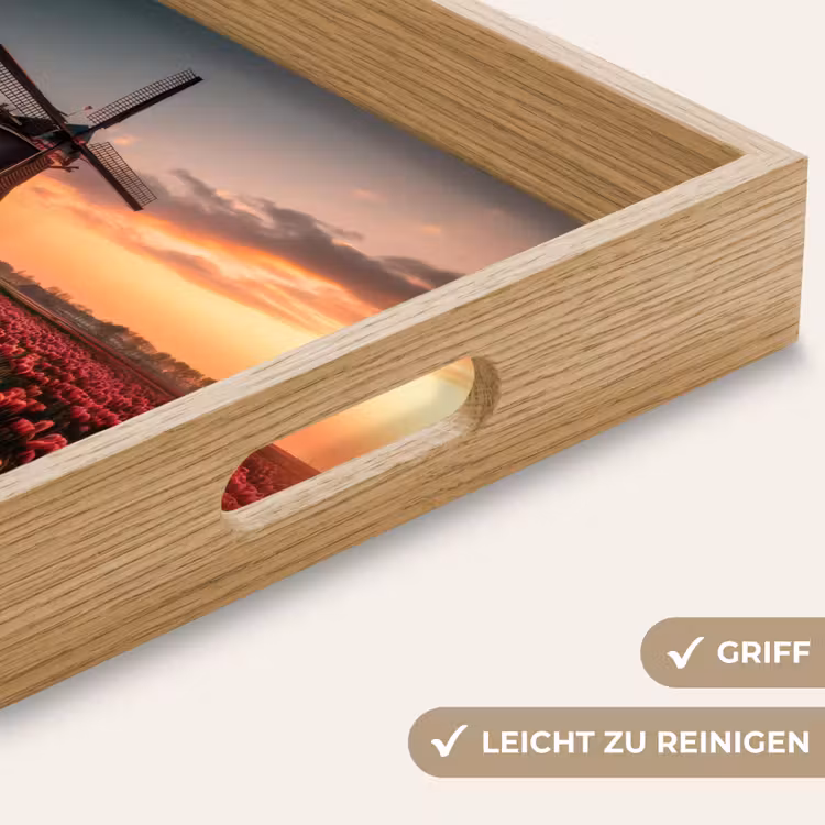 Molen - Zonsondergang - Tulpen - Rood Dienblad Rechthoek middel -USP_HandgreepDE