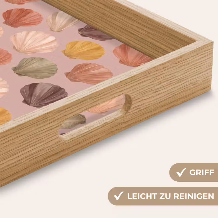 Schelp - Patroon - Zee - Aquarel - Aardetinten Dienblad Rechthoek middel -USP_HandgreepDE