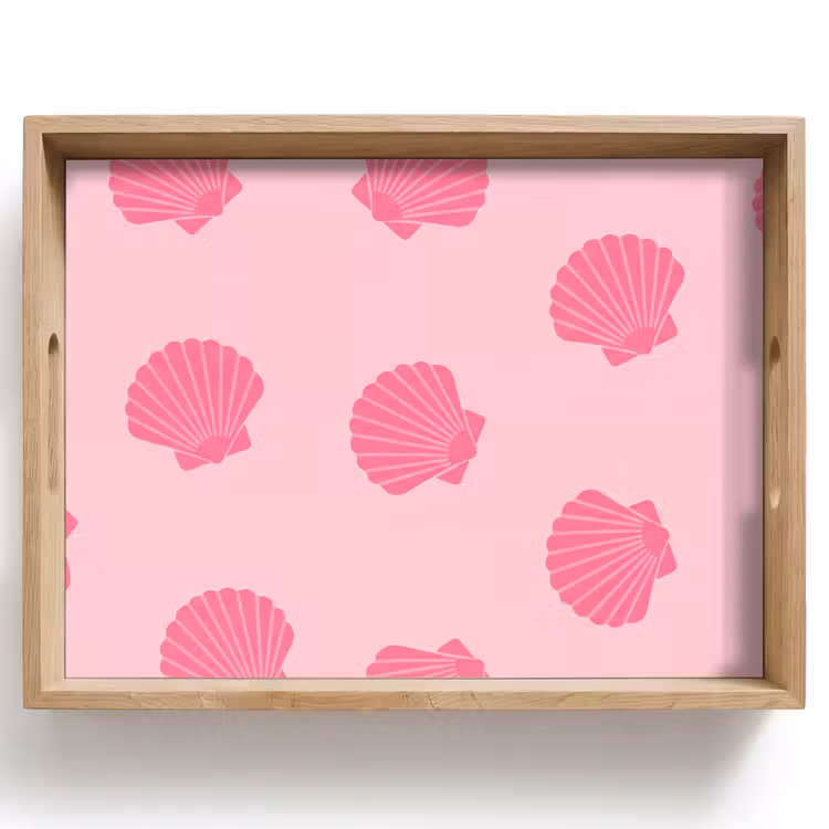 Schelp - Patroon - Zee - Modern - Roze Dienblad Rechthoek middel -z3d_shopping