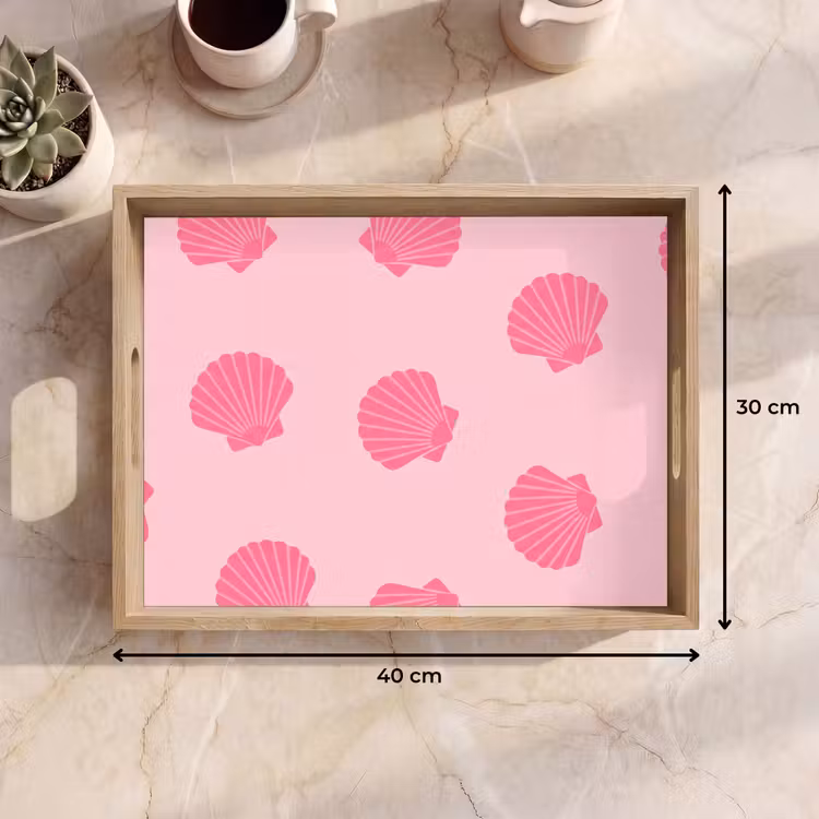 Schelp - Patroon - Zee - Modern - Roze Dienblad Rechthoek middel -USP_Formaat