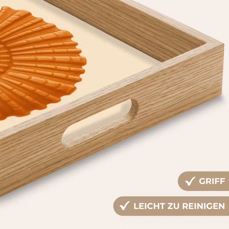 Schelp - Oranje - Ribbels Dienblad Rechthoek middel -USP_HandgreepDE