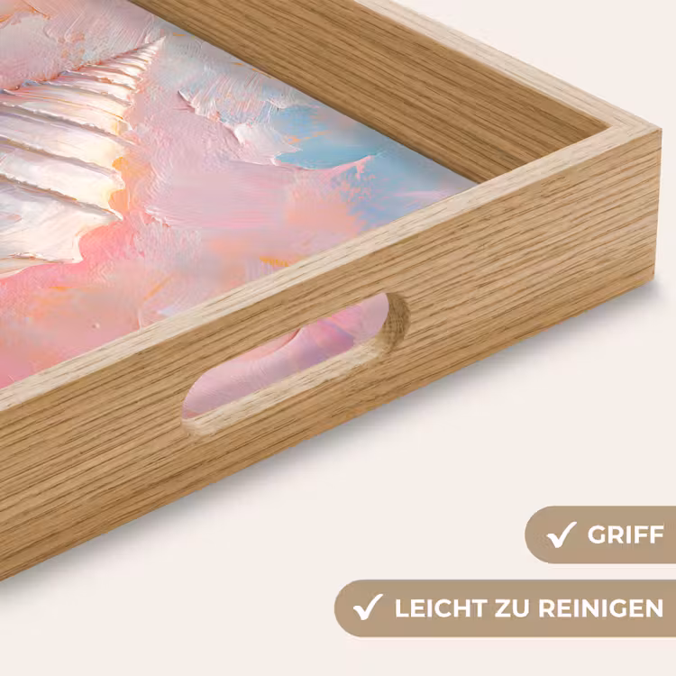Schelp - Pastel - Pink Dienblad Rechthoek middel -USP_HandgreepDE